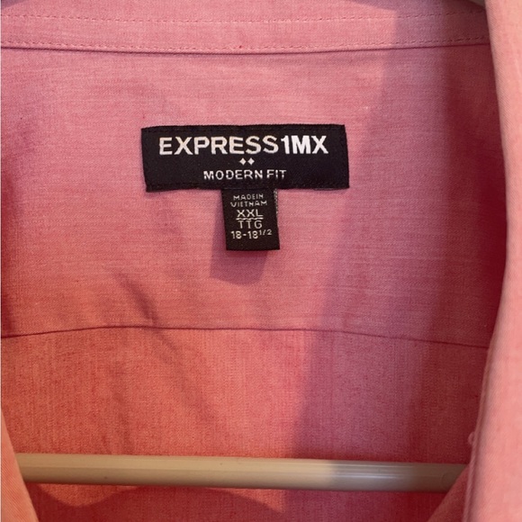 Express Men (1MX) modern fit salmon dress button down shirt XXL 18-18.5 - Picture 2 of 5
